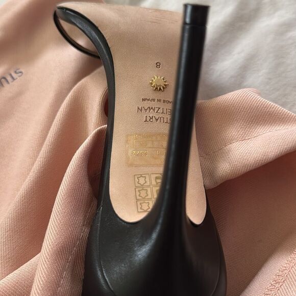 23 450.00 NWOB Stuart Weitzman Black Leather Nudistsong Ankle Cuff Sandals - Picture 9 of 10